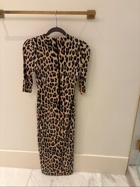Alice + Olivia Leopard-Print Midi Dress - Black & Tan